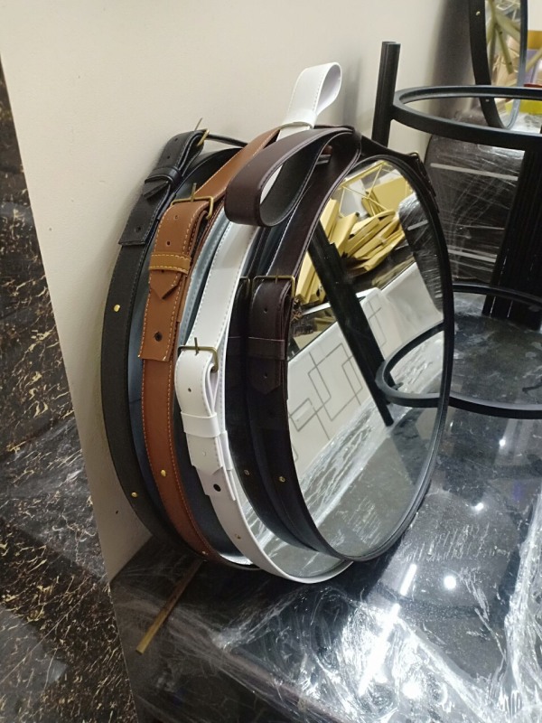 Gương Tròn Treo Tường Dây Da D40 - Đường kính 40cm