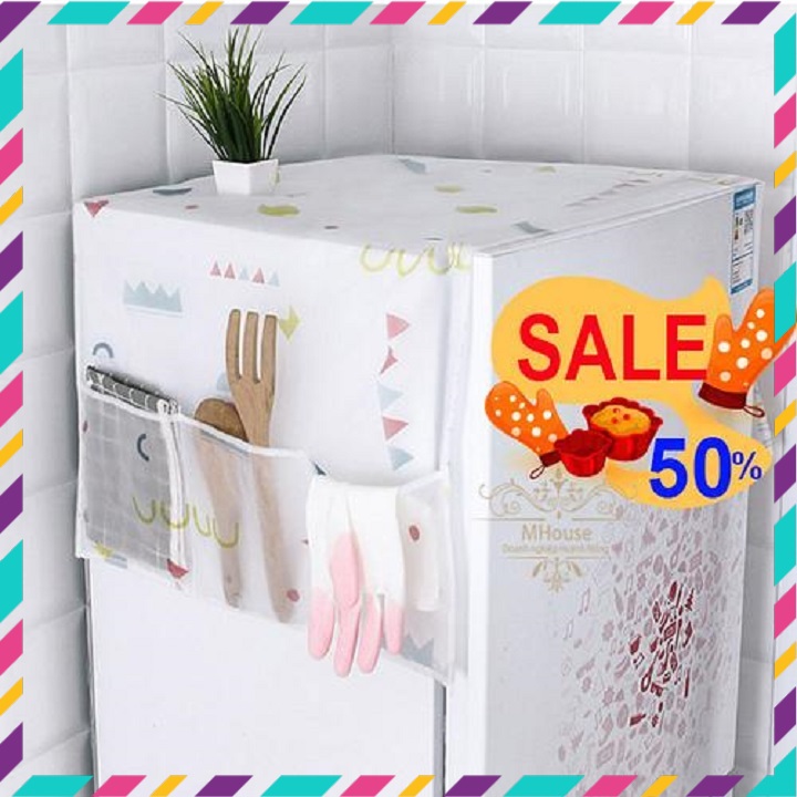 {GIẢM GIÁ } Túi phủ tủ lạnh tiện dụng-khăn khe bụi tủ lạnh-tấm che tủ lạnh có ngăn