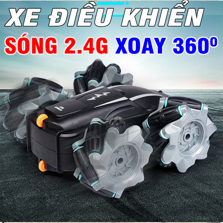 Xe đồ chơi địa hình nhào lộn điều khiển từ xa sóng 2.4G xoay 360 độ sử dụng pin sạc