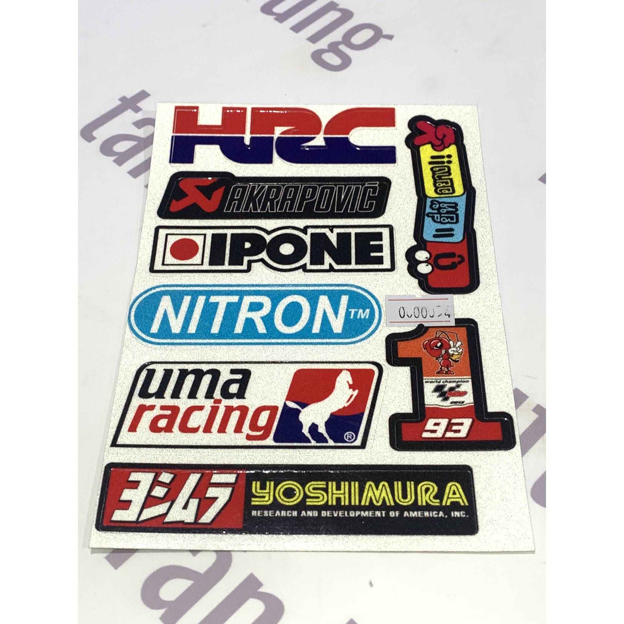 Tem sticker decal phản quang đèn laser :rcb , nitron, durex, matris, ohlins...ms0054