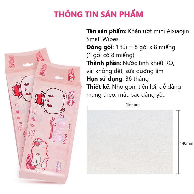 [CHỐT ĐƠN NHẬN QUÀ] Khăn giấy ướt, Khăn ướt tiện dụng ( 1 bịch/8 gói nhỏ )