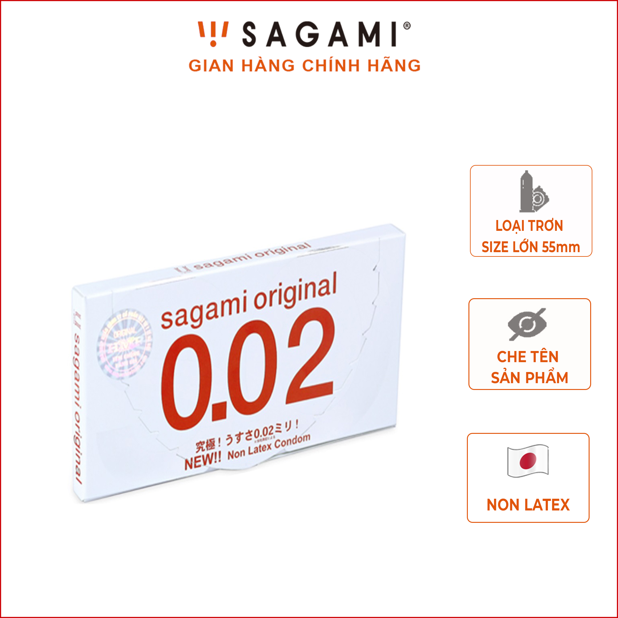 Bao cao su Sagami Original 0.02  hộp 2 chiếc - Bao cao su nam siêu mỏng,