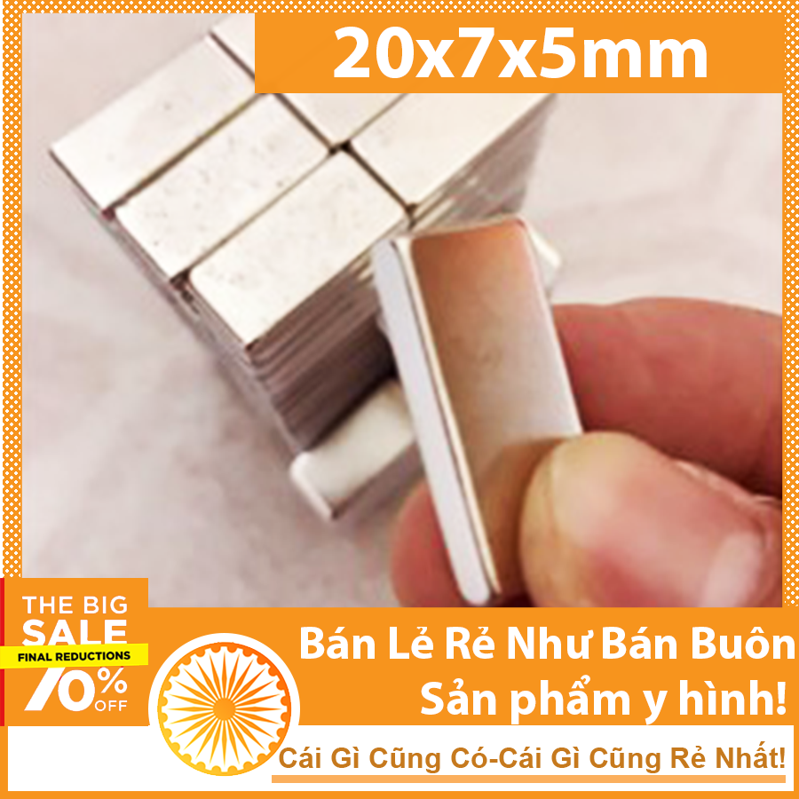 Nam châm chữ nhật 20x7x5mm nam châm siêu mạnh ( loại nam châm vĩnh cửu )