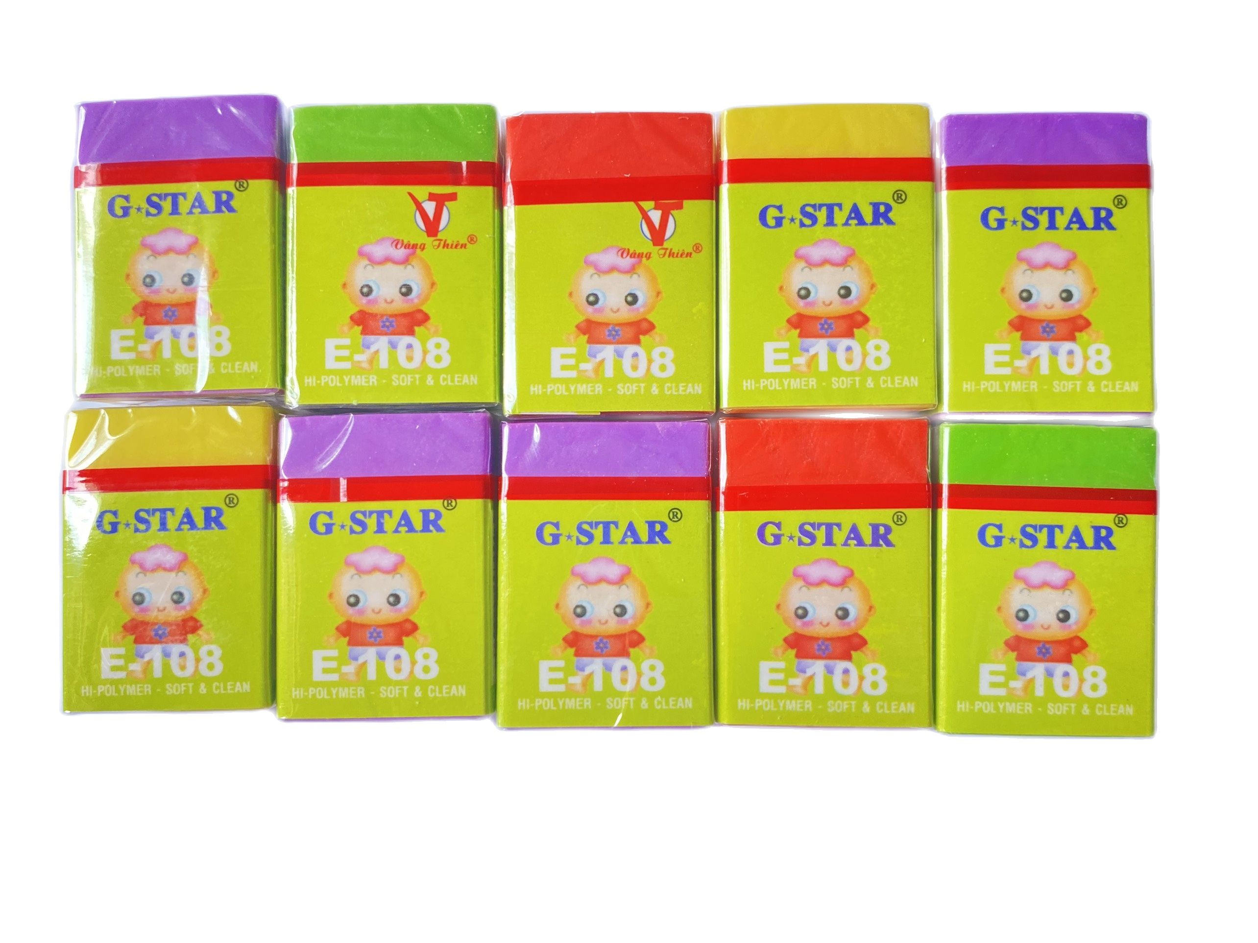 10 cục gôm GStar màu E108-mềm, dẻo, bôi sạch