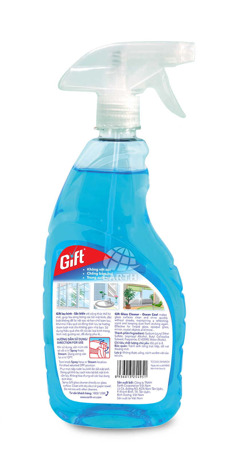 Lau kính Gift sắc biển 580ml