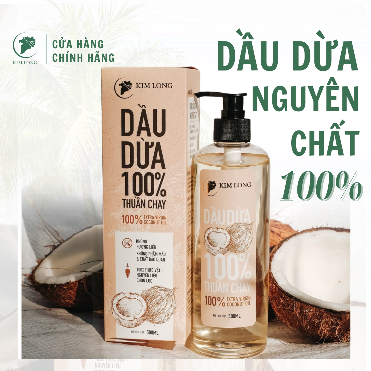 Dầu Dừa nguyên chất 100% - Coconut oil Organic extra virgin - Dầu dừa dưỡng tóc, dưỡng da, dưỡng môi, massage, ngừa rạn da - Dầu dừa Kim Long an toàn cho mẹ bầu và trẻ sơ sinh