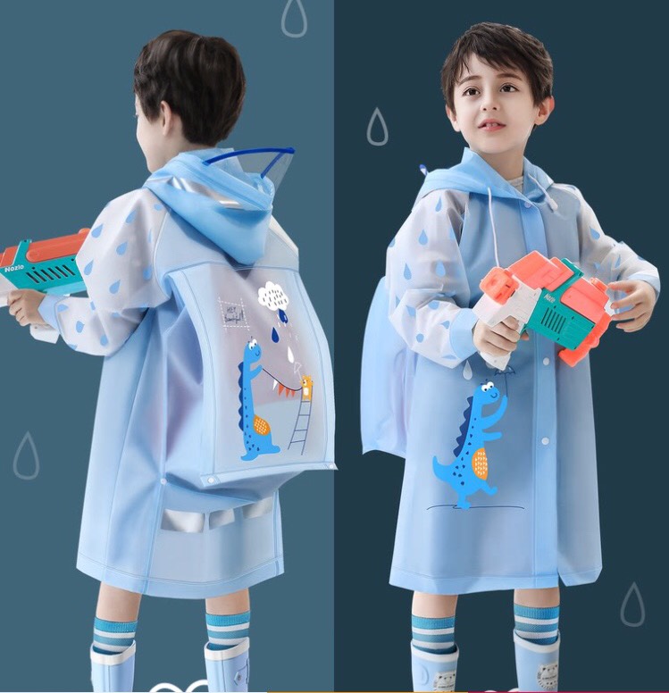 [HCM]Áo mưa trẻ em cao cấp có mũ  thiết kế phản quang màu sắc dễ thương chất liệu an toàn cho bé