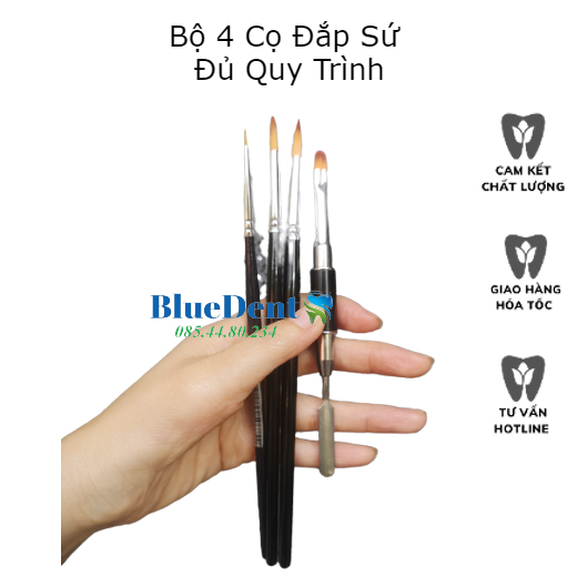 Bộ 4 cọ đắp sứ/ bột đủ chi tiết