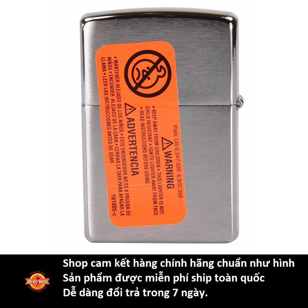 Bật Lửa Zippo Mỹ Bạc Chrome High Polished C-15  tặng bấc đá