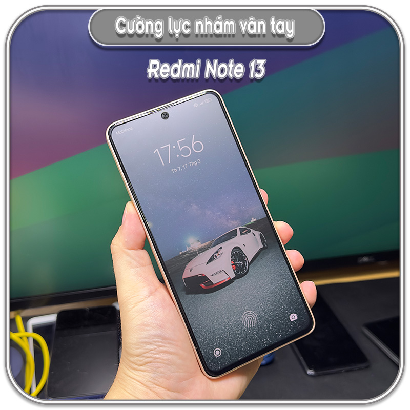 Cường lực Redmi Note 13 nhám hạn chế vân tay Full viền Đen
