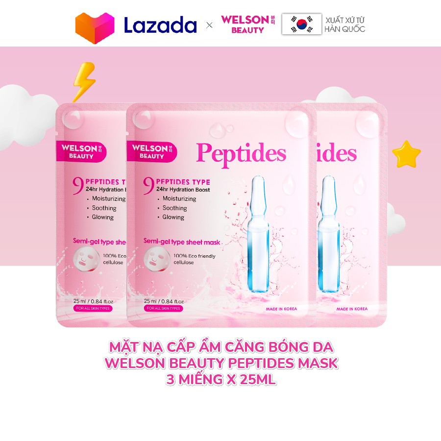 [H&B GIFTS] Combo 3 miếng Mặt Nạ Peptides Dưỡng Ẩm Căng Bóng Da