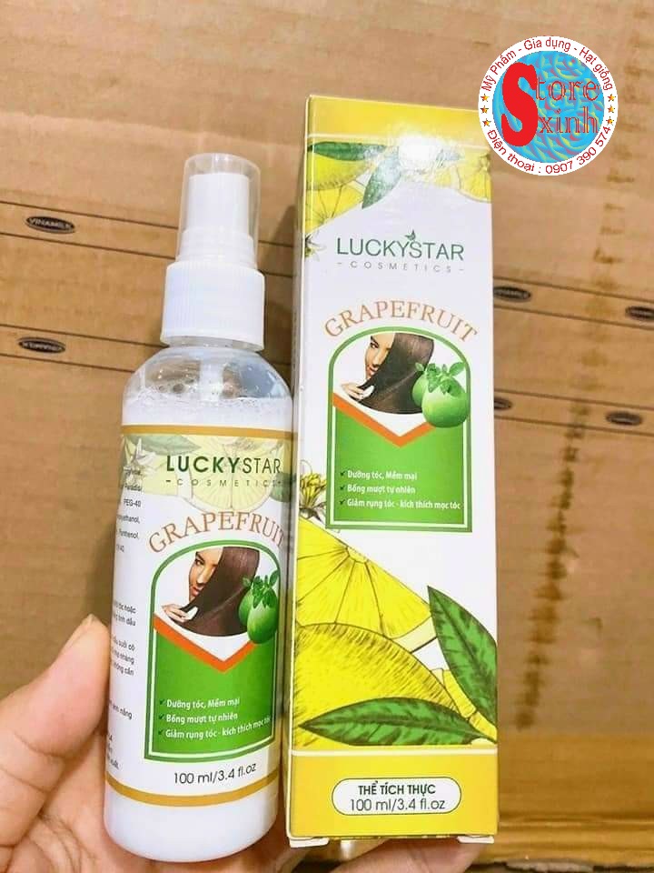 XỊT DƯỠNG TÓC TINH DẦU BƯỞI LUCKY STAR 100ML