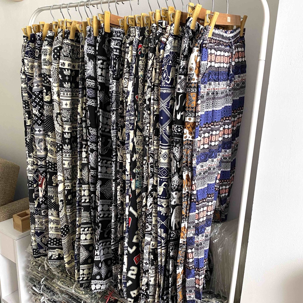 Quần lanh dài thổ cẩm (size 45-50kg)