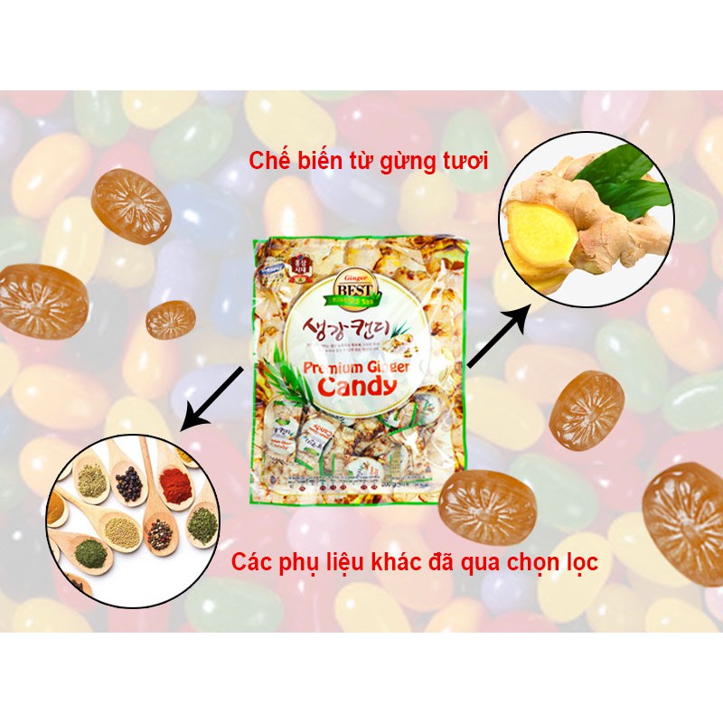 Kẹo Gừng Hàn Quốc Premium Ginger Candy (Gói 200g)