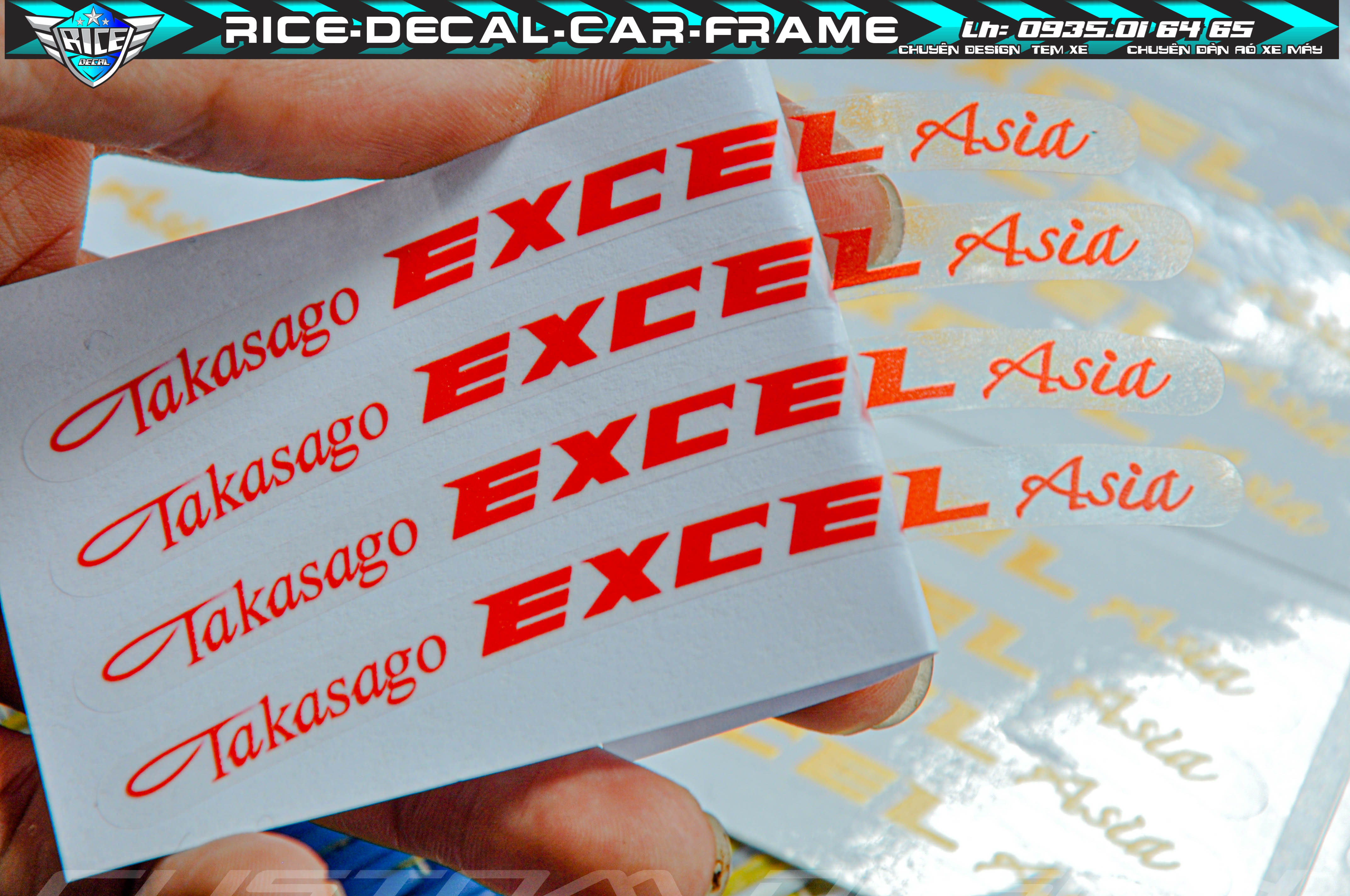Tem niềng Excel Chuẩn chất lượng 1bộ 4 miếng dán ( In Uv Chất liệu Xịn )