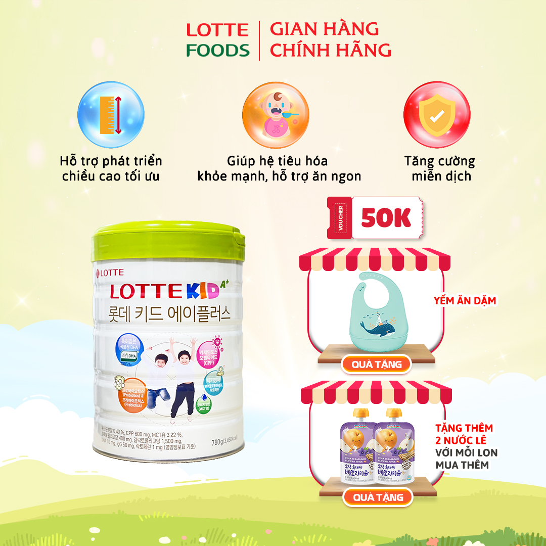Sữa Bò Lotte Kid A+ Hàn Quốc, bổ sung canxi hỗ trợ phát triển chiều cao