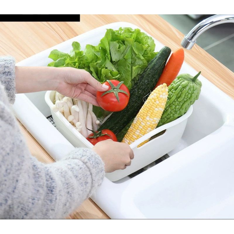 Bộ chậu rổ 2 lớp kiểu Hàn cao cấp 1321