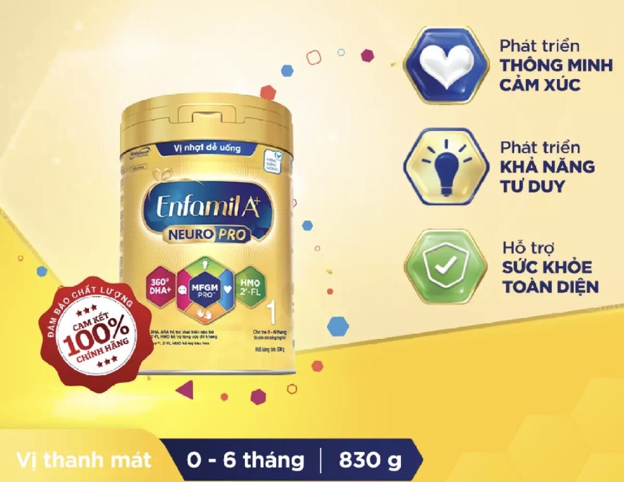 Sữa Bột Enfa A+ 1 830g vị nhạt dễ uống