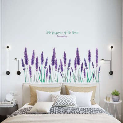 Decal Dán Tường Hoa Cỏ Lau Màu Tím Mộng Mơ