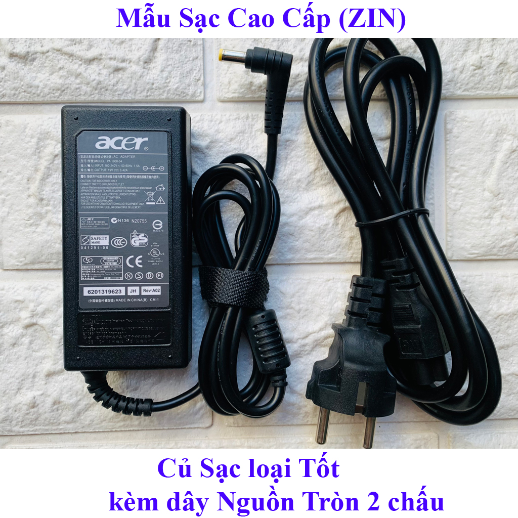 [Sạc ZIN] Sạc Laptop ACER 19V - 3.42A - 65W chân To 5.5x1.7mm - đường kính đầu sạc 5.5mm Hàng Zin Linh Kiện Mới (Acer tốt 3.42A)
