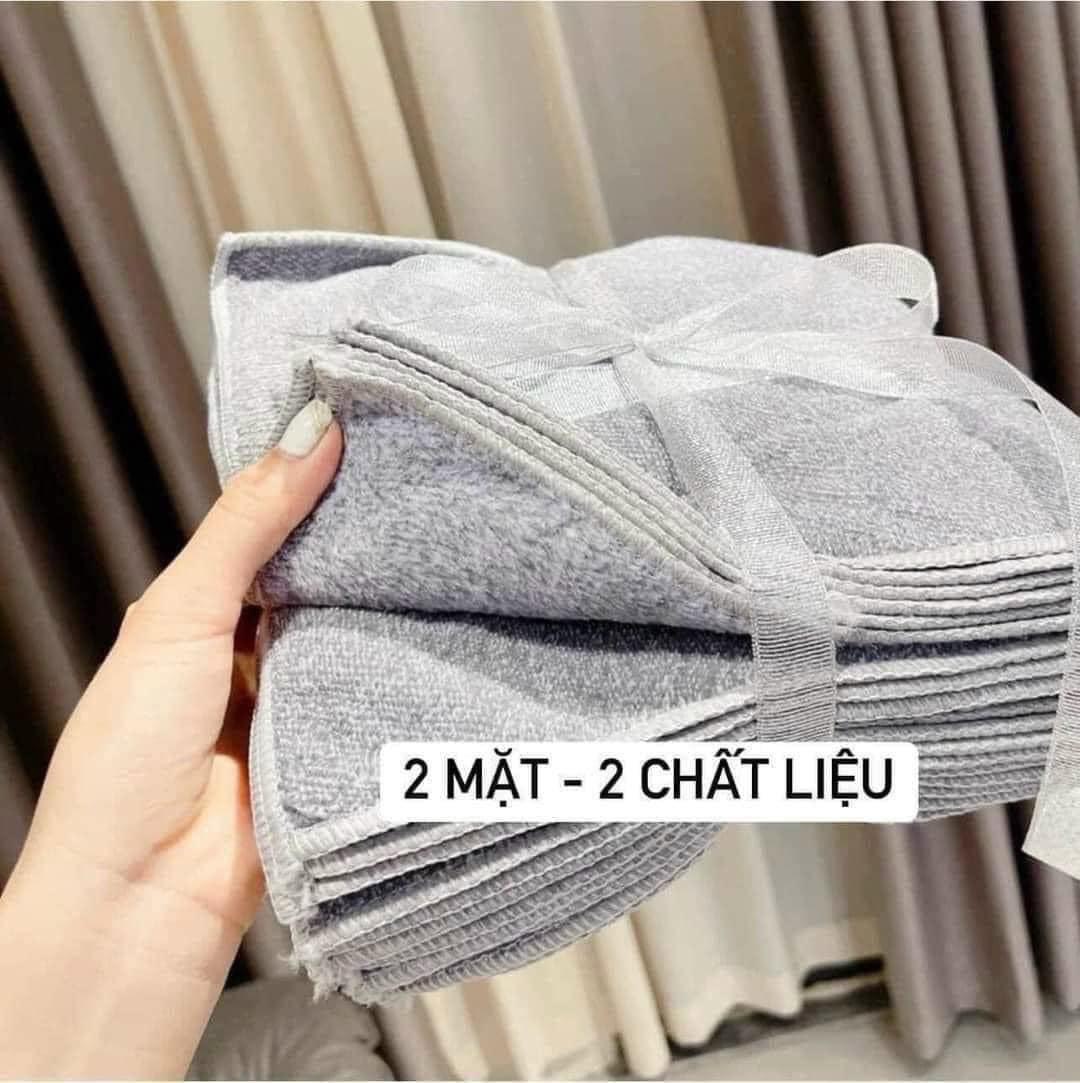Bộ 10 Khăn Lông Cừu Mềm Mại Sáng Tạo Xám 2 Mặt