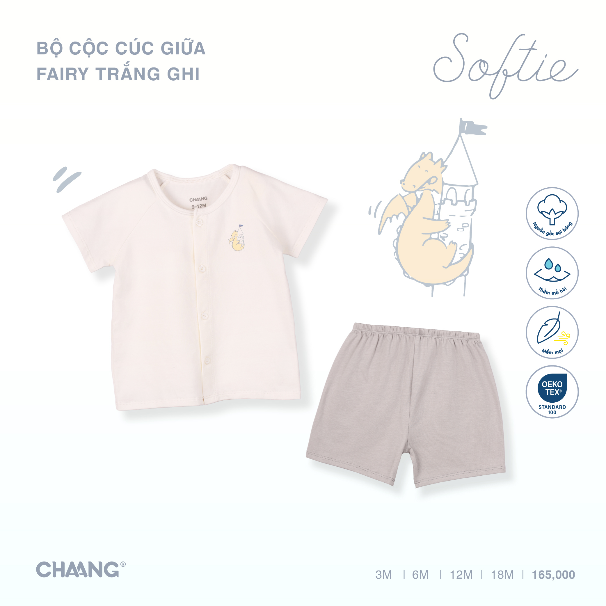 Bộ quần áo cộc cúc giữa bé trai Fairy Chaang