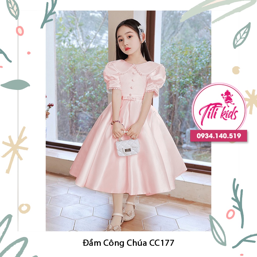 Váy Đầm Công Chúa Bé Gái Trắng Phi Tiểu Thư Cao Cấp CC177