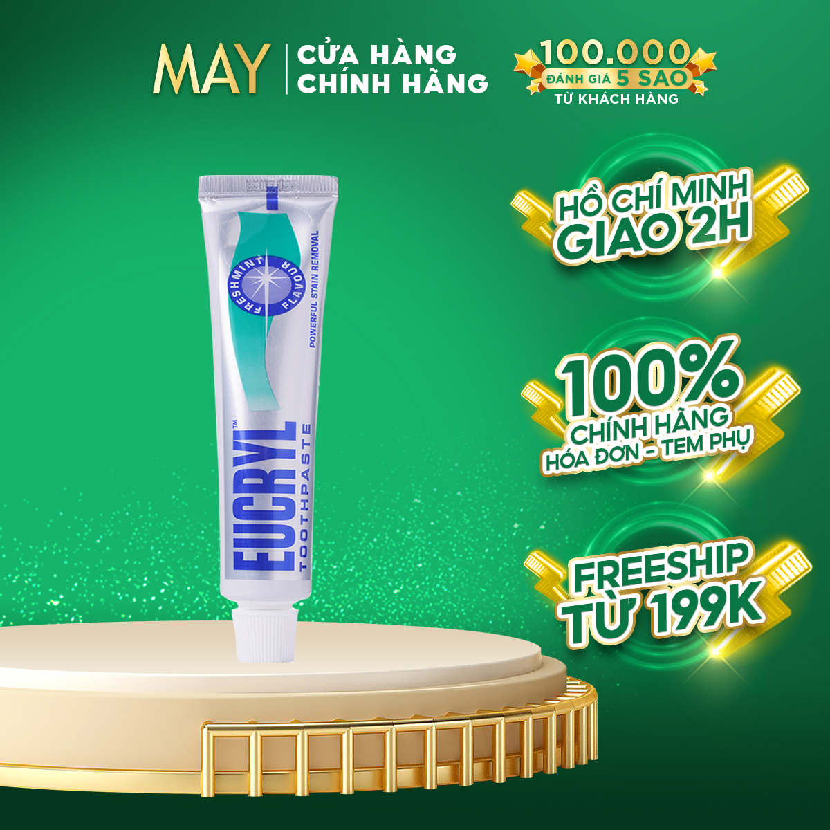KEM ĐÁNH RĂNG Bạc Hà Tẩy Trắng EUCRYL Toothpaste 62g