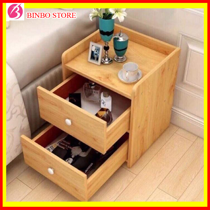 Tủ gỗ đầu giường, Tủ gỗ phòng ngủ 2 ngăn, Kích thước 40x 26x32,5cm