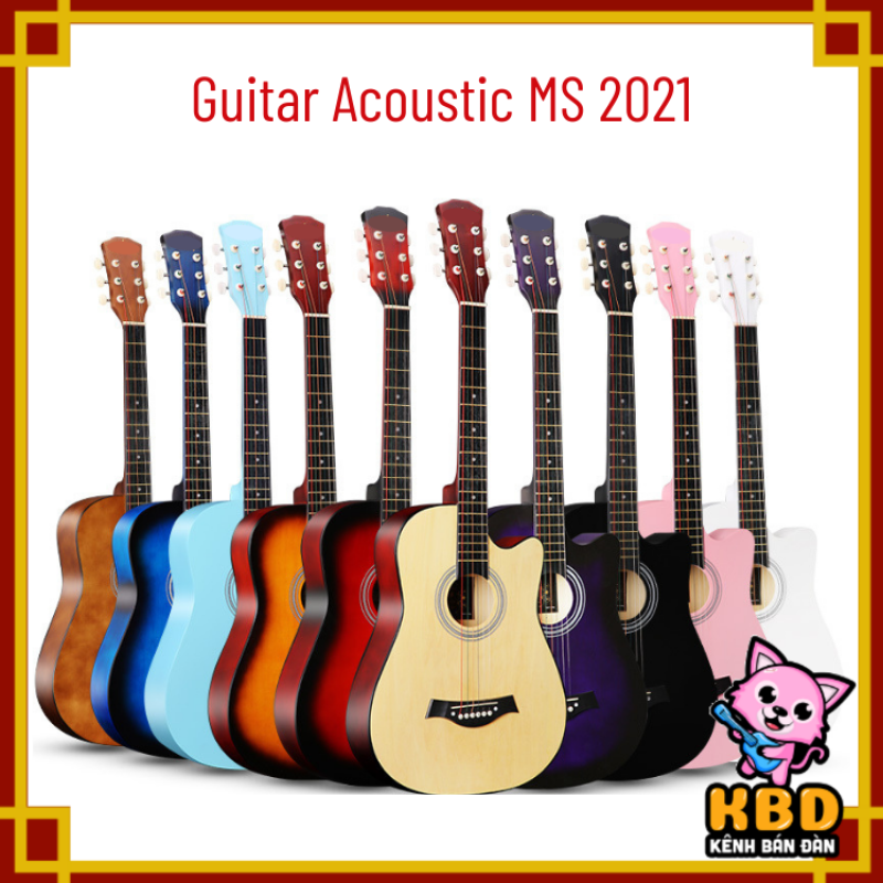 Đàn Guitar Acoustic Cao cấp cho người mới tập chơi KBD MS 2021 + pick gảy  giáo trình online hướng dẫn