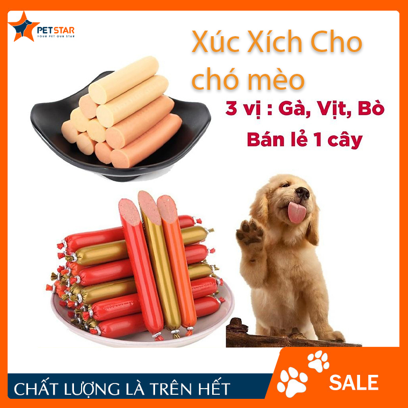 Xúc xích thưởng xúc xích cho chó mèo thanh 15g 3 vị