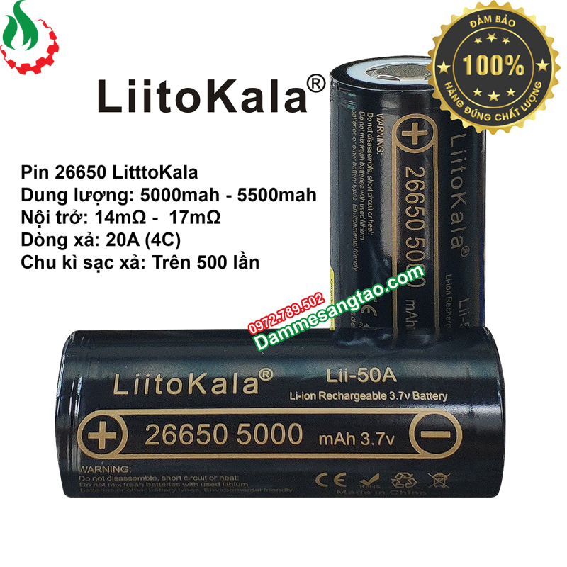 Bảng giá DMST Cell Pin 26650 Liitokala 5400mah-20A (Li-ion 3.7V)