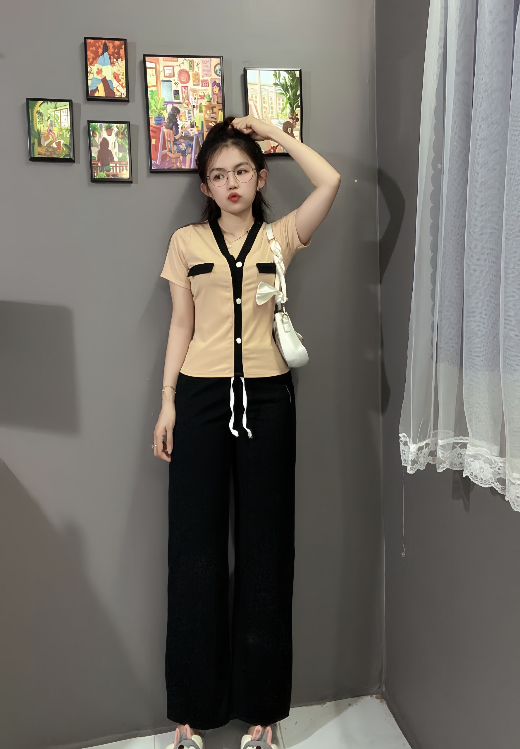 SET BỘ ỐNG RỘNG CỔ TIM CHẤT THUN GÂN SIÊU HOT