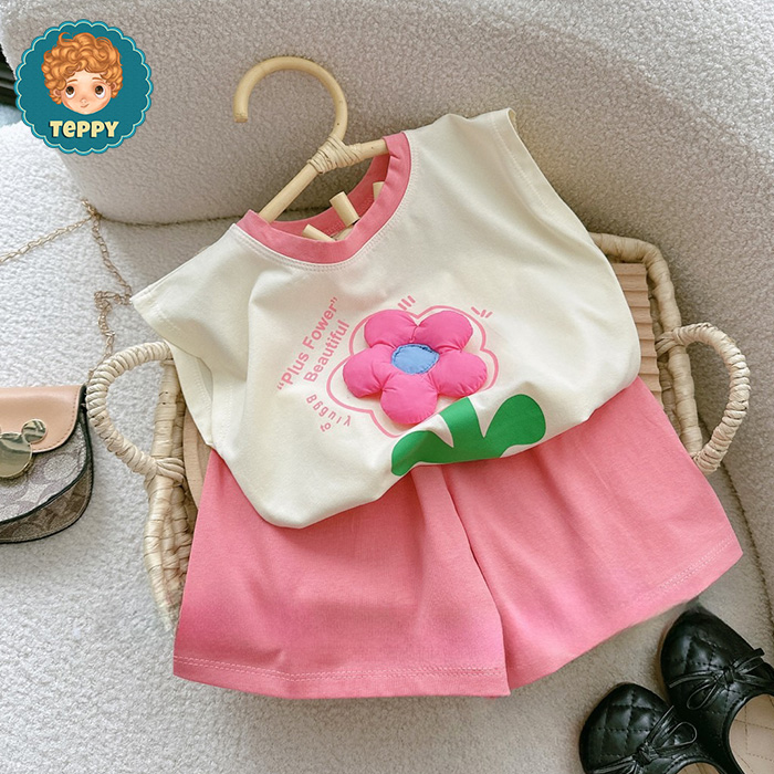 Set bộ đùi áo hoa nổi cho bé gái (7kg-16kg)