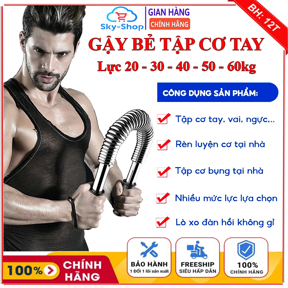 Gậy Bẻ Tập Cơ Tay, Gậy Lò Xo Tập Gym Cao Cấp Lực Bẻ 20, 30, 40, 50, 60kg Đàn Hồi Tốt Phù Hợp Luyện Tập Thể Thao Tại Nhà