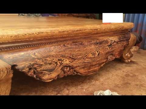 Sập Đại Chân Quỳ Dạ Cá Trơn Gỗ Mun Đuôi Công