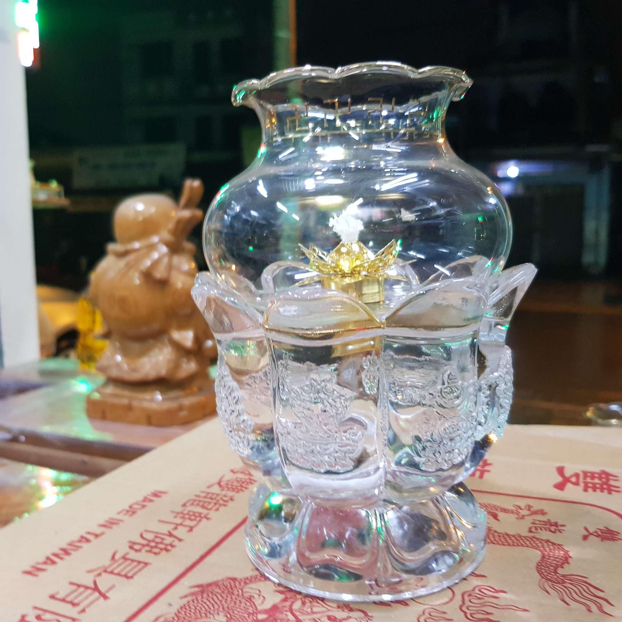 [HCM]Đèn thờ đốt dầu lưu ly cát tường cao 14 cm