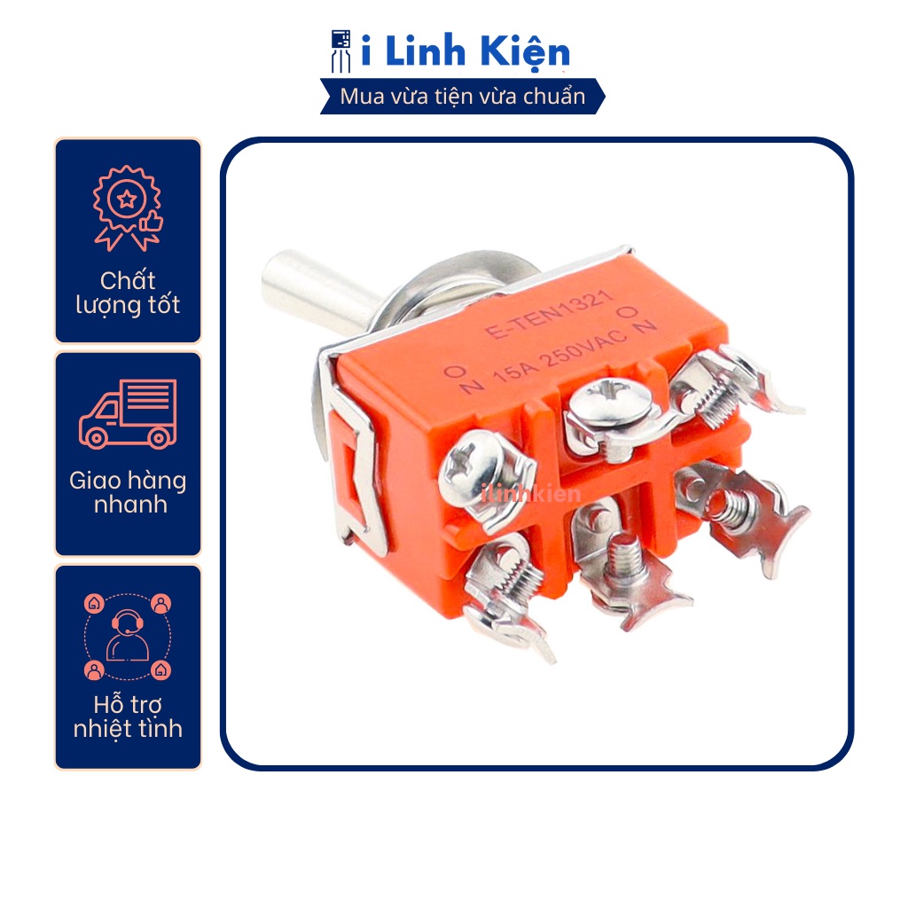 Công tắc gạt đôi E-TEN1321 15A 250V 2 chế độ ON-ON 6P