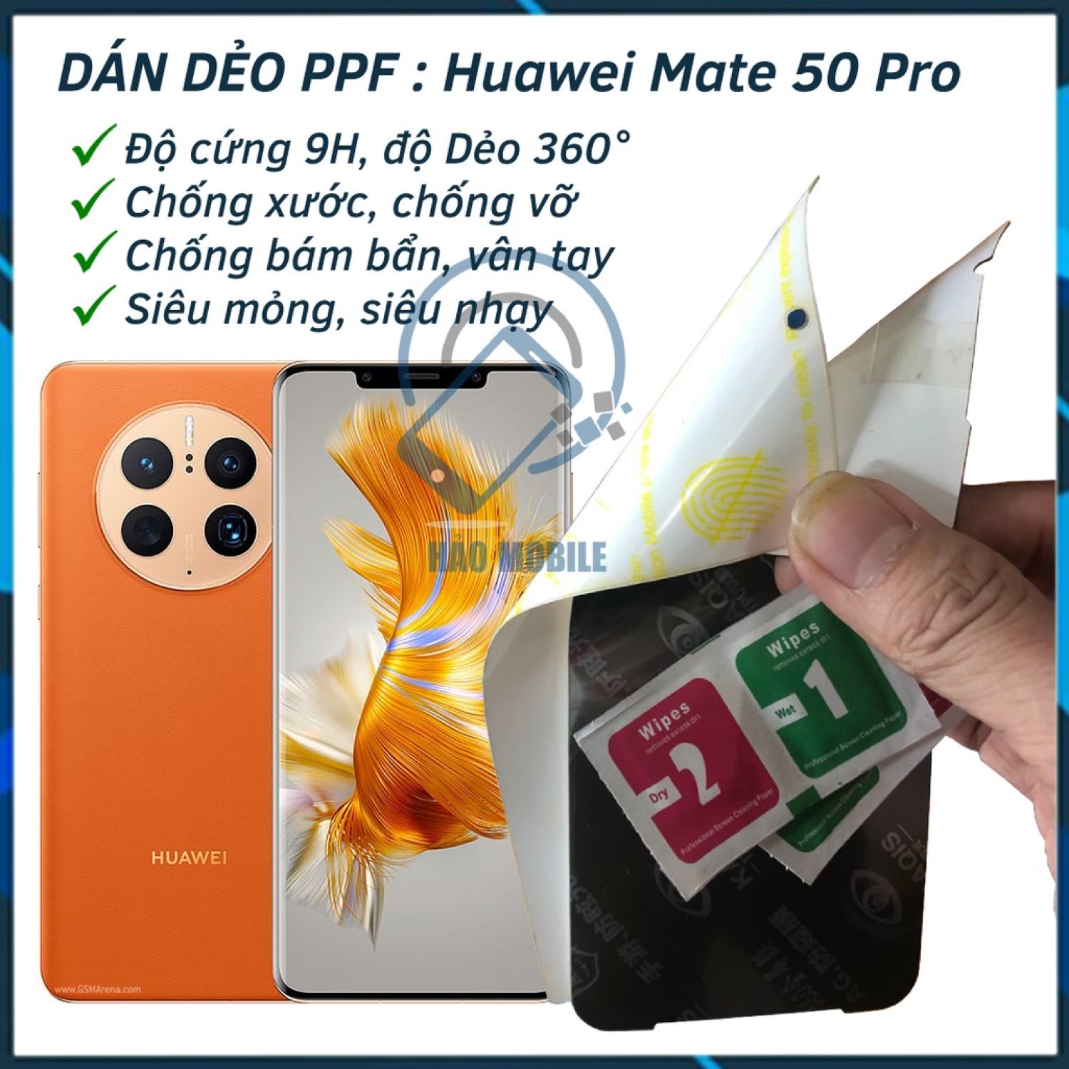 Dán dẻo ppf mặt trước, mặt sau cho huawei mate 50 pro