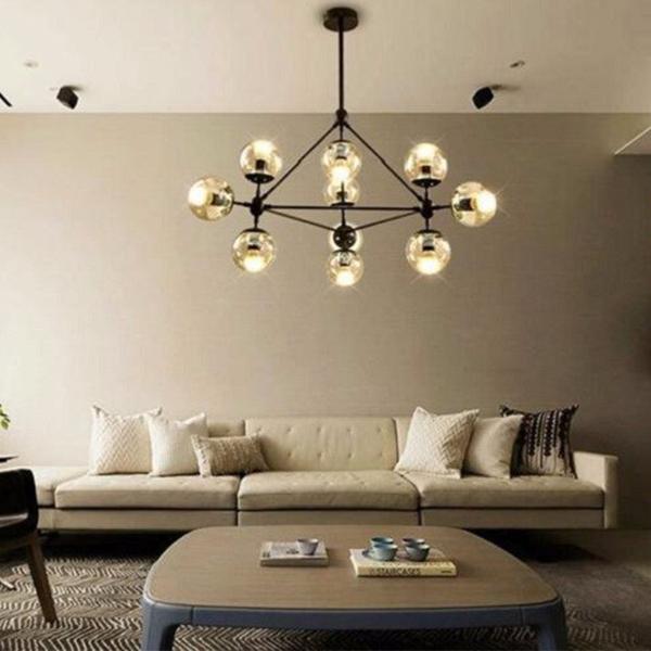 Đèn chùm - đèn thả trần - đèn trần cao cấp phong cách phân tử 10 bóng (tặng kèm 10 bóng LED Edision)