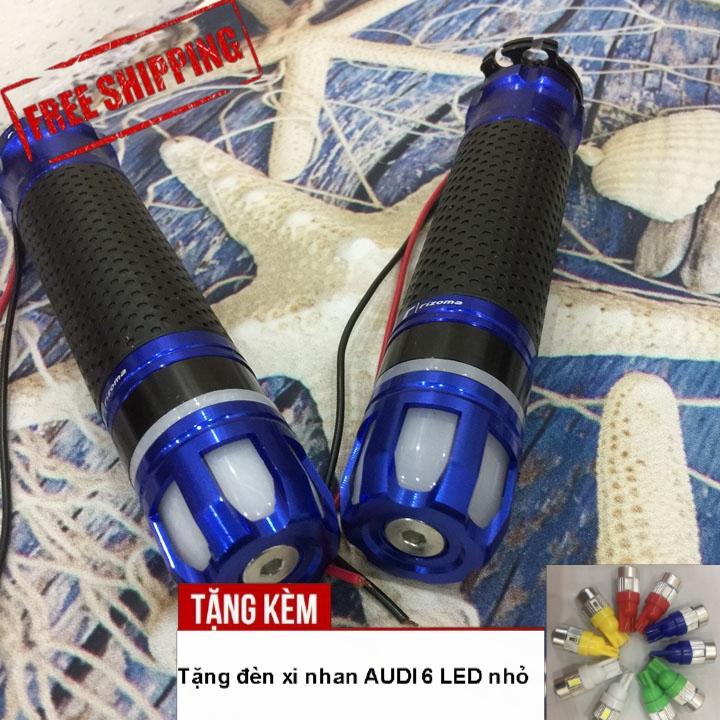 [MIỄN SHIP LẠI TẶNG THÊM QUÀ ] Bộ 02 bao tay lái xe máy gù  có đèn Led xoay RIZOMA cao cấp FS71-TK-XANH  - TẶNG KÈM ĐÔI ĐÈN XI NHAN AUDI 6 LED, đồ phụ tùng xe máy giá rẻ
