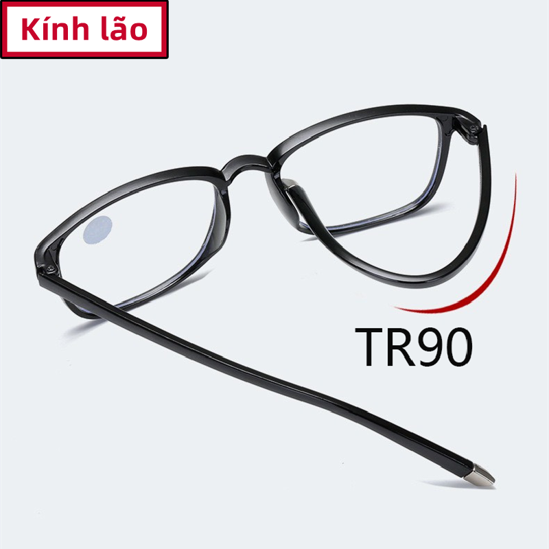Kính lão đọc sách nhìn xa gần không mỏi mắt tự đông điều chỉnh độ theo tầm nhìn tròng kính TR90 siêu nhẹ  gọng vuông bầu 3 màu tím đen xám mã T8012