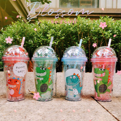 Ly Giữ Nhiệt Nhũ Kim Tuyến Khủng Long Tặng Kèm Ống Hút - Bình Đựng Nước Giữ Nhiệt Kim Tuyến - Ly Đựng Nước Giữ Nhiệt 2 LỚP CÁCH NHIỆT Loại Tốt An Toàn Cho Sức Khoẻ