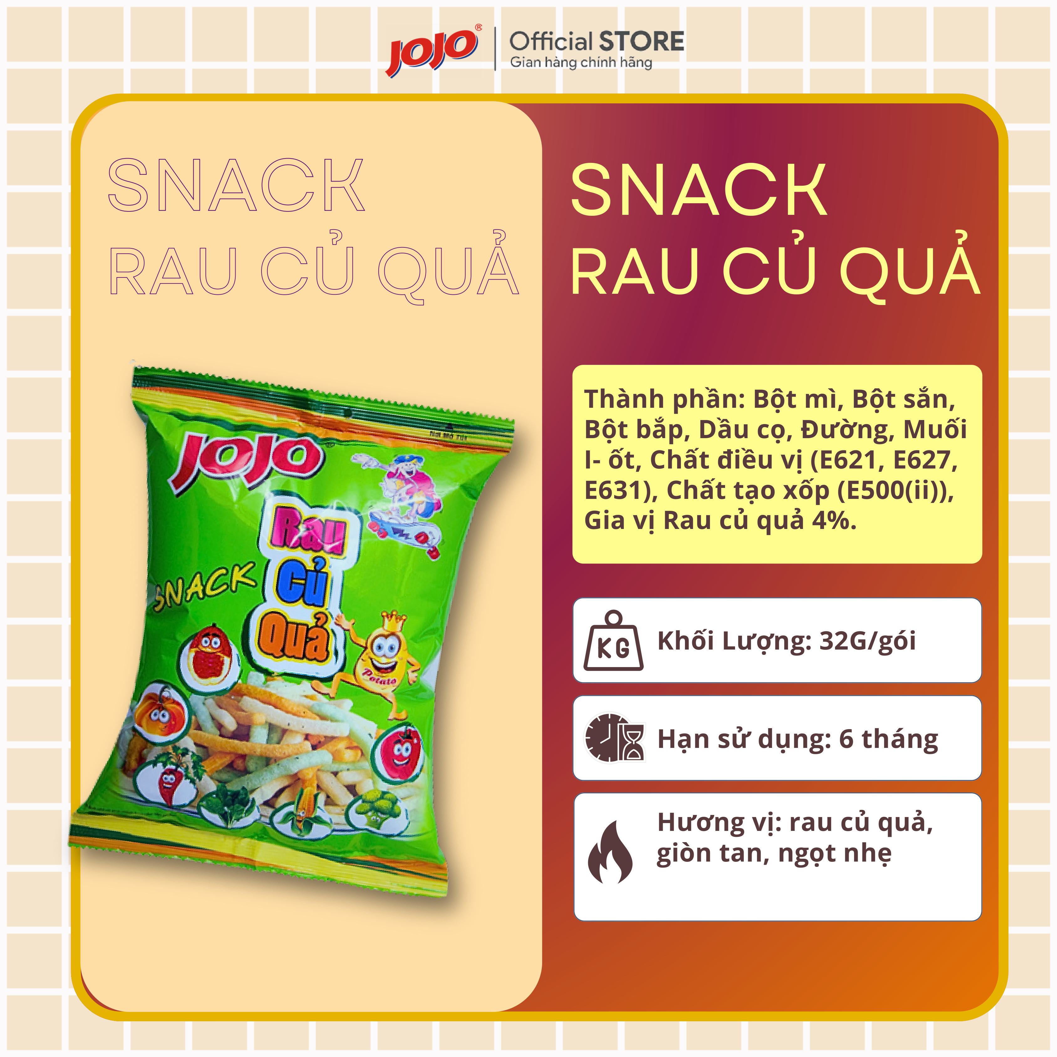 Snack JOJO Vị Rau Củ Quả Loại 32G (Tặng Đậu 30G)