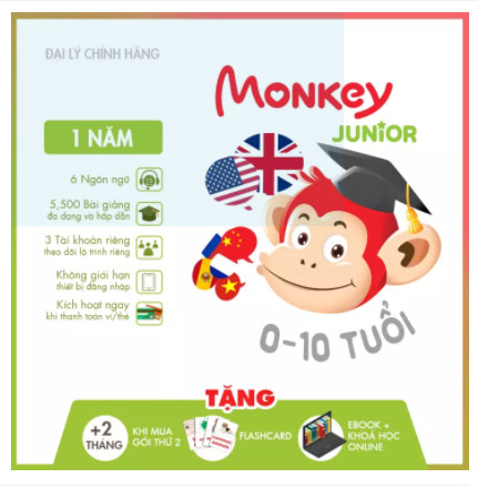 Monkey Junior 1 năm - Phần mềm đa ngôn ngữ cho trẻ em
