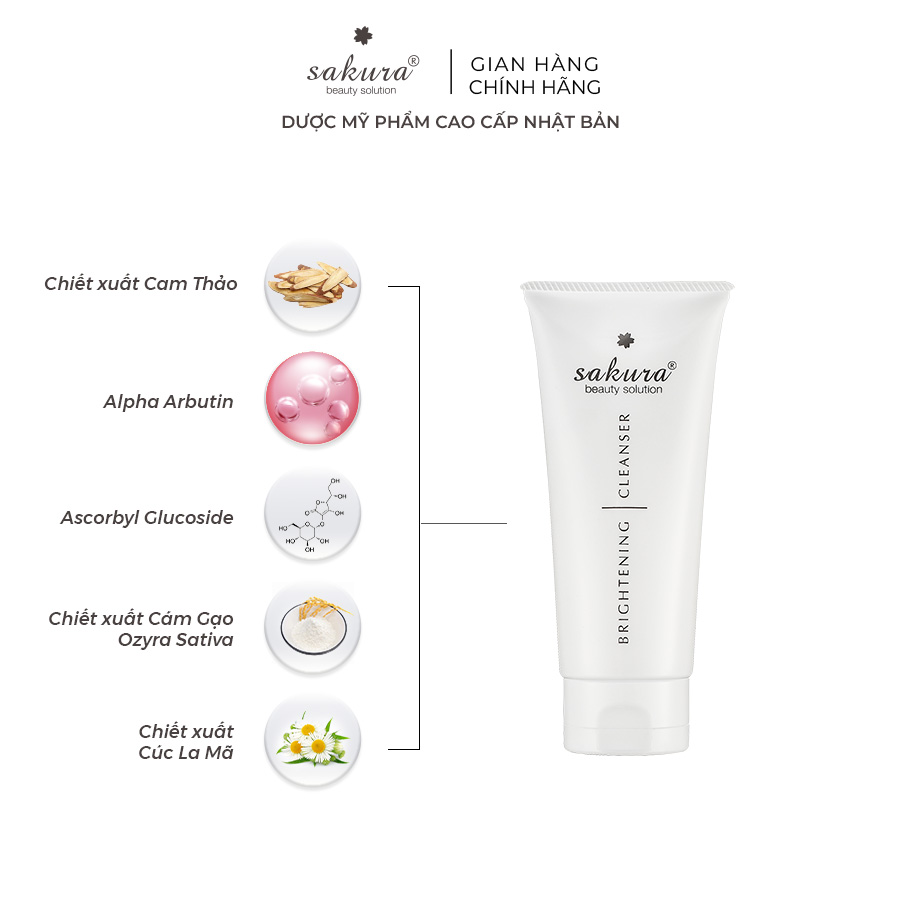 Sữa rửa mặt trắng da Sakura Brightening Cleanser 100ml