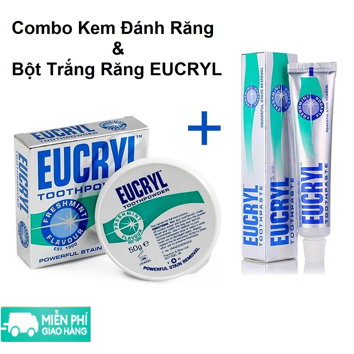 [HCM] Combo Kem Đánh Răng Eucryl 62g Và Bột Tẩy Trắng Răng Eucryl 50g