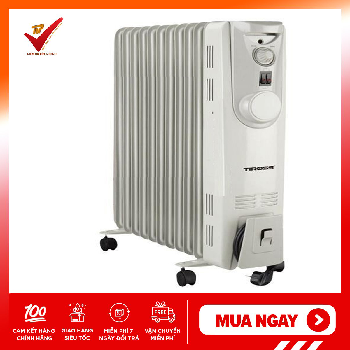 ( CHÍNH HÃNG BH 12 THÁNG)Máy sưởi dầu Tiross TS923