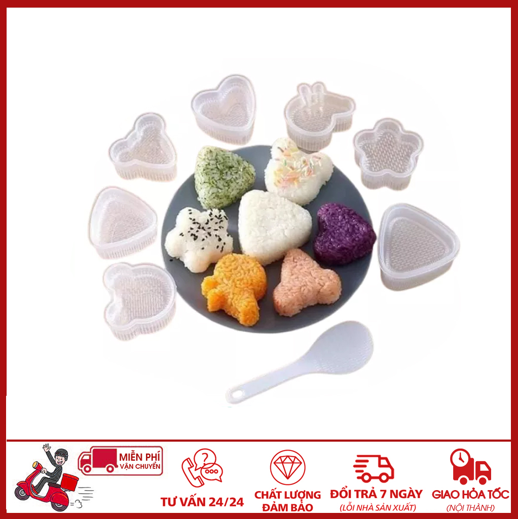 ⛔GIADUNGHOALONG⛔ Bộ 7 khuôn cơm silicon (LOẠI 7 CÁI - LOẠI SILICON)