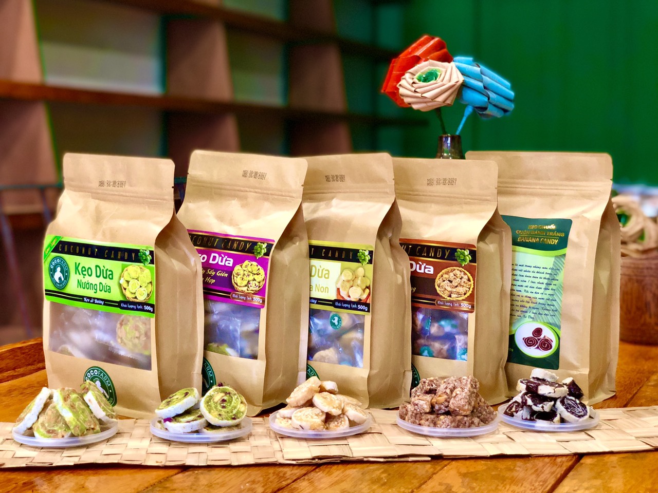 COMBO 5 bịch kẹo dừa mix vị Cocofarm 500g